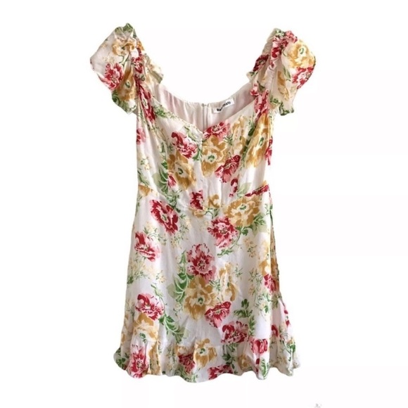 Reformation Hyacinth Mini Dress Winona Floral Off The Shoulder - Picture 1 of 8